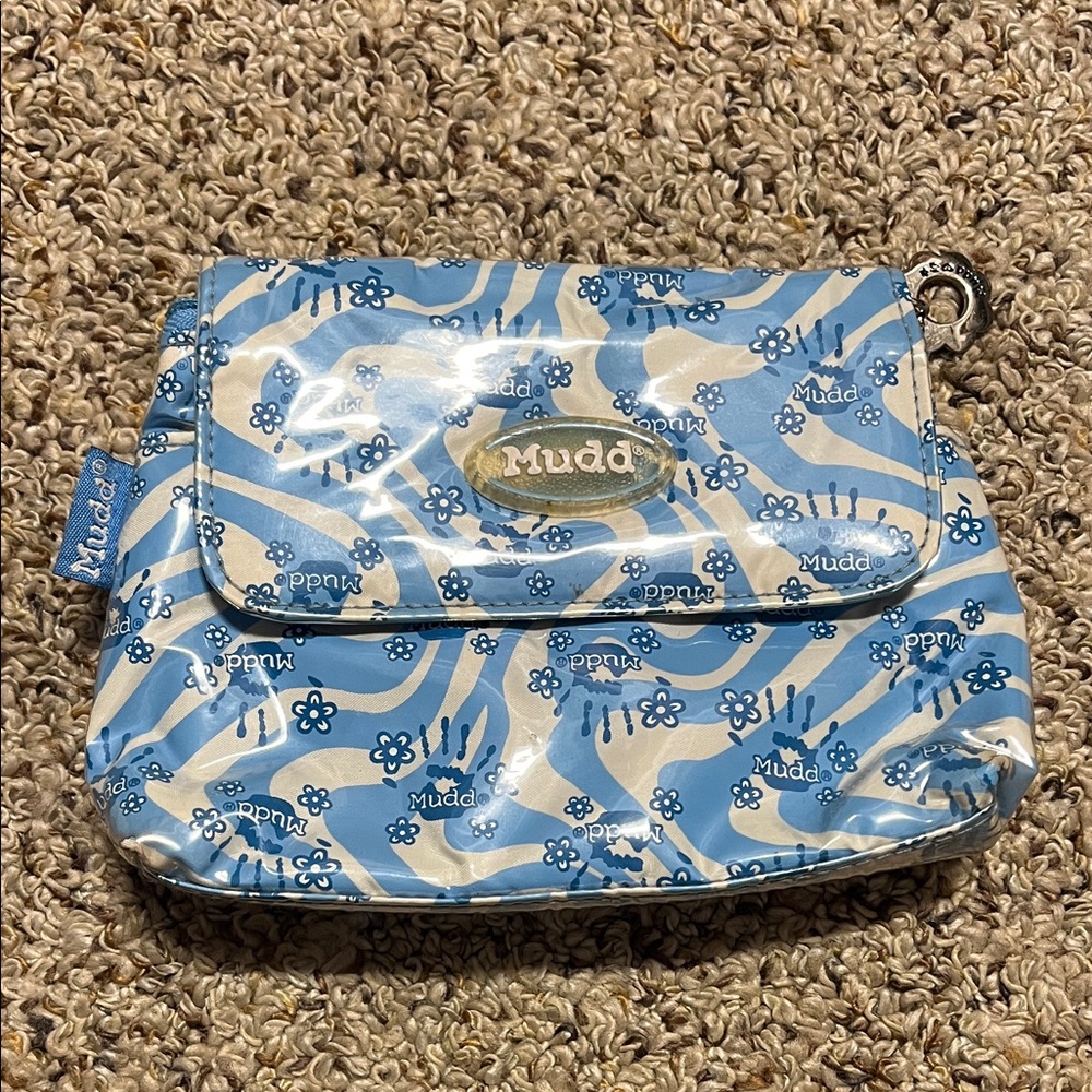 Vintage 90s Mudd Blue and white Floral cosmetic Bag